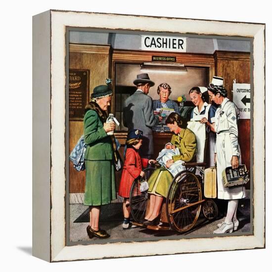 "Leaving the Hospital," October 22, 1949-Stevan Dohanos-Framed Premier Image Canvas