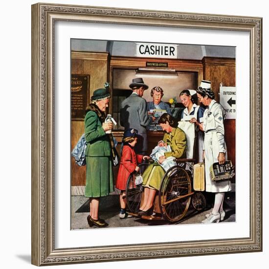"Leaving the Hospital," October 22, 1949-Stevan Dohanos-Framed Giclee Print