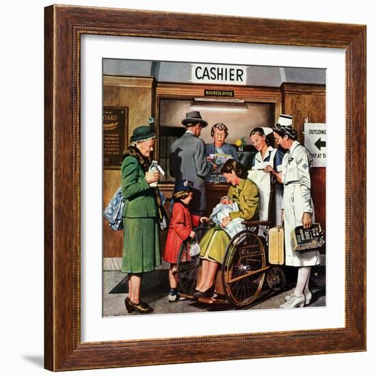 "Leaving the Hospital," October 22, 1949-Stevan Dohanos-Framed Giclee Print