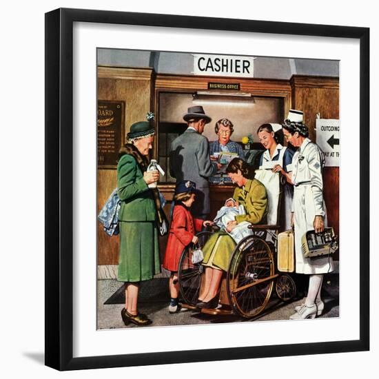 "Leaving the Hospital," October 22, 1949-Stevan Dohanos-Framed Giclee Print