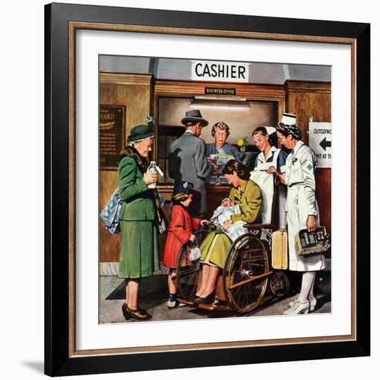 "Leaving the Hospital," October 22, 1949-Stevan Dohanos-Framed Giclee Print