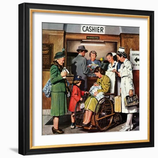 "Leaving the Hospital," October 22, 1949-Stevan Dohanos-Framed Giclee Print