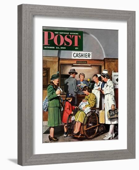 "Leaving the Hospital," Saturday Evening Post Cover, October 22, 1949-Stevan Dohanos-Framed Giclee Print