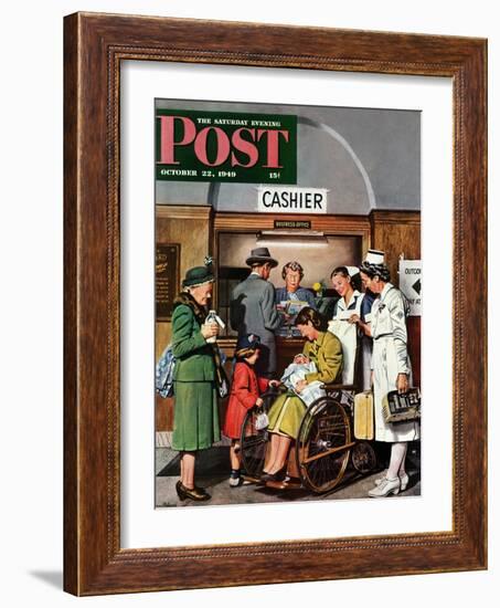 "Leaving the Hospital," Saturday Evening Post Cover, October 22, 1949-Stevan Dohanos-Framed Giclee Print