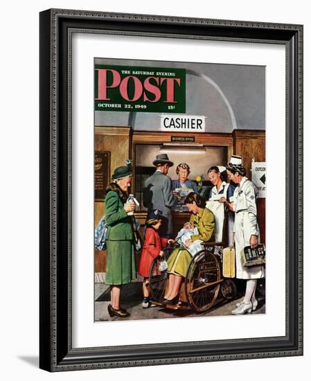 "Leaving the Hospital," Saturday Evening Post Cover, October 22, 1949-Stevan Dohanos-Framed Giclee Print