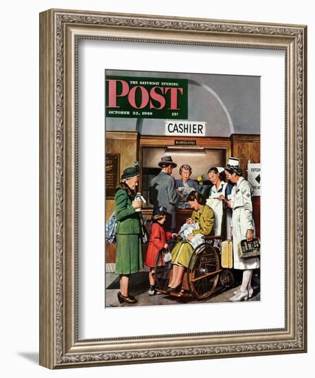 "Leaving the Hospital," Saturday Evening Post Cover, October 22, 1949-Stevan Dohanos-Framed Giclee Print