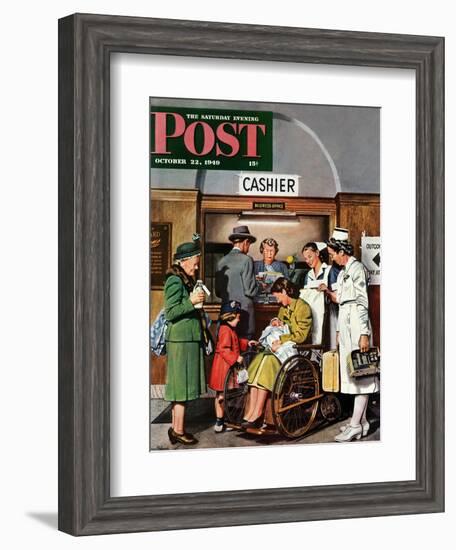 "Leaving the Hospital," Saturday Evening Post Cover, October 22, 1949-Stevan Dohanos-Framed Giclee Print