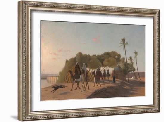 Leaving the Oasis, 1880S (Oil on Wood Panel)-Jean Leon Gerome-Framed Giclee Print