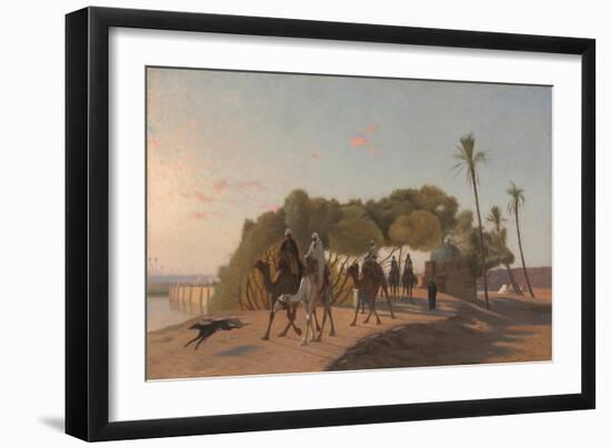 Leaving the Oasis, 1880S (Oil on Wood Panel)-Jean Leon Gerome-Framed Giclee Print