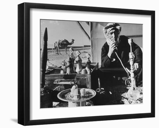 Lebanese Shepherd Smoking Water Pipe Outside His Tent-Carlo Bavagnoli-Framed Photographic Print