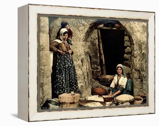 Lebanese Women Making Bread in Front of their House, C.1880-1900-null-Framed Premier Image Canvas