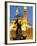 Lebanon, Beirut, Statue in Martyr's Square and Mohammed Al-Amin Mosque at Dusk-Nick Ledger-Framed Photographic Print