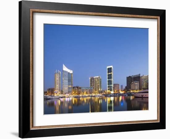 Lebanon, Beirut, the Beirut Skyline from Zaitunay Bay-Nick Ledger-Framed Photographic Print