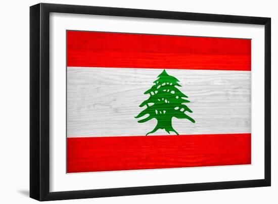 Lebanon Flag Design with Wood Patterning - Flags of the World Series-Philippe Hugonnard-Framed Art Print