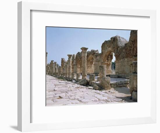 Lebanon, Tyre, Ruins of Old City of Tyre, Roman Street with Portico-null-Framed Giclee Print