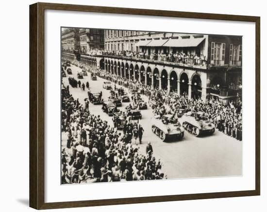 Leclerc's Troops Parade - Rue De Rivoli-null-Framed Photographic Print