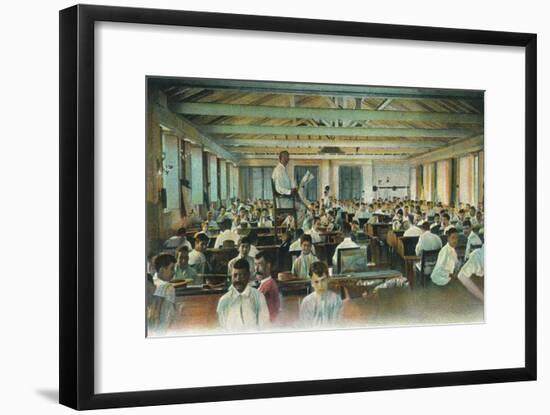Lector reading to cigar rollers, Cigar Factory, Havana, Cuba, 1910s-Unknown-Framed Giclee Print
