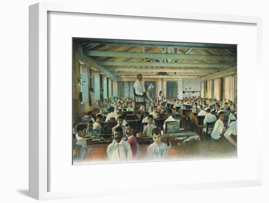 Lector reading to cigar rollers, Cigar Factory, Havana, Cuba, 1910s-Unknown-Framed Giclee Print