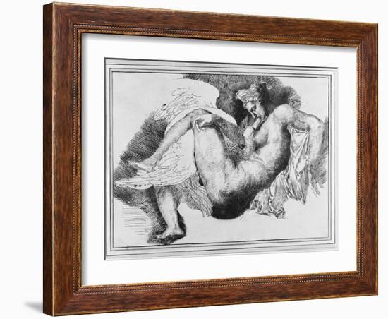 Leda, after a Drawing by Michelangelo Buonarroti (1475-1564) 1822 (Pen and Ink on Paper)-Théodore Géricault-Framed Giclee Print