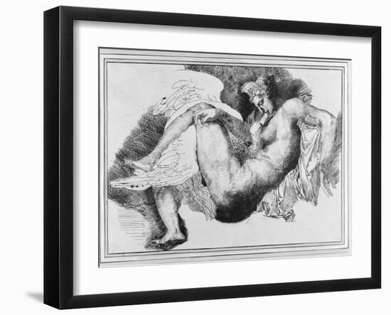 Leda, after a Drawing by Michelangelo Buonarroti (1475-1564) 1822 (Pen and Ink on Paper)-Théodore Géricault-Framed Giclee Print