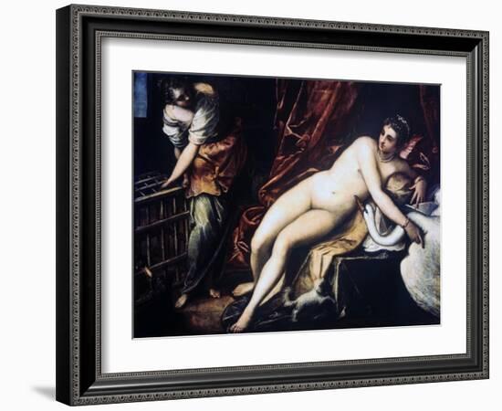 Leda and the Swan, 1550-1560-Jacopo Tintoretto-Framed Giclee Print