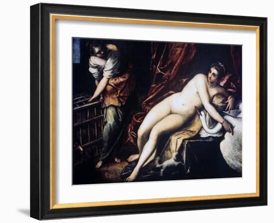 Leda and the Swan, 1550-1560-Jacopo Tintoretto-Framed Giclee Print