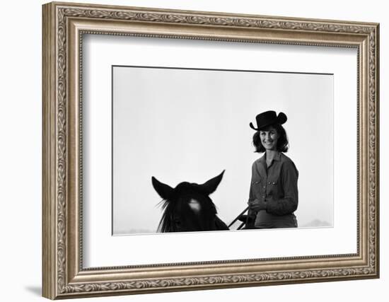 Lee Archer, 24, Riding a Horse at O.B. Llyod Stables in Scottsdale, Arizona, October 1960-Allan Grant-Framed Photographic Print