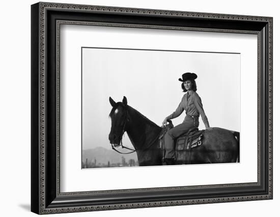 Lee Archer, 24, Riding a Horse at O.B. Llyod Stables in Scottsdale, Arizona, October 1960-Allan Grant-Framed Photographic Print