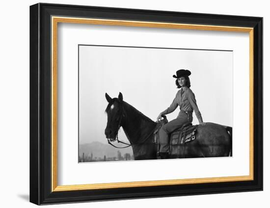 Lee Archer, 24, Riding a Horse at O.B. Llyod Stables in Scottsdale, Arizona, October 1960-Allan Grant-Framed Photographic Print