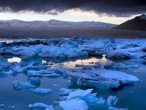 Blue Icebergs Floating on the Jokulsarlon Glacial Lagoon at Sunset, South Iceland, Iceland-Lee Frost-Photographic Print