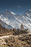 Yaks and herders on a trail to Everest Base Camp.-Lee Klopfer-Photographic Print