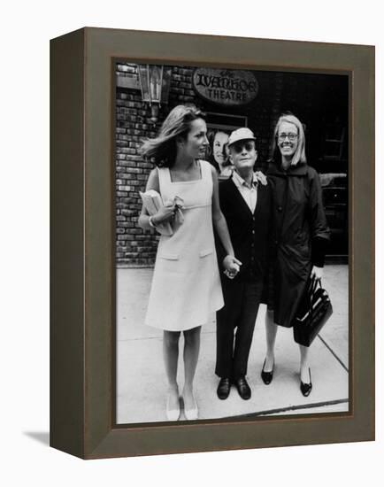 Lee Radziwill, Truman Capote, and Jane Howard Walking Arm in Arm While Leaving the Ivanhoe Theater-Pierre Boulat-Framed Premier Image Canvas