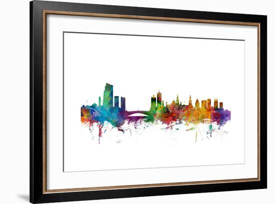 Leeds England Skyline-Michael Tompsett-Framed Art Print