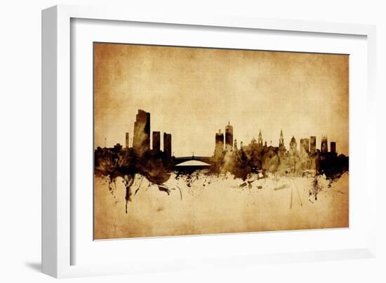 Leeds England Skyline-Michael Tompsett-Framed Art Print