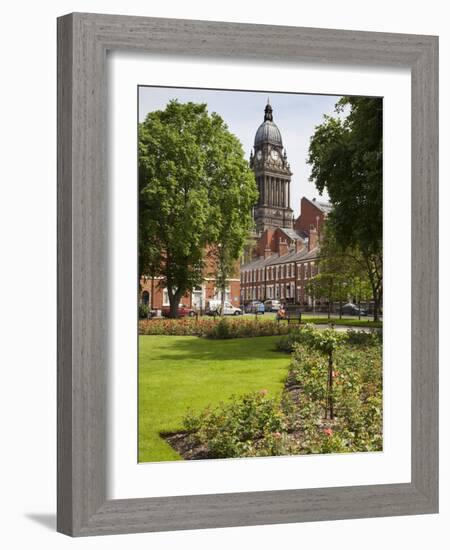 Leeds Town Hall from Park Square, Leeds, West Yorkshire, Yorkshire, England, United Kingdom, Europe-Mark Sunderland-Framed Photographic Print