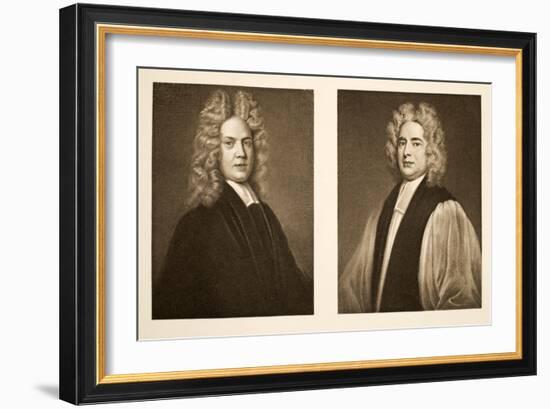 Left: Henry Sacheverell D.D. Right: Francis Atterbury, Bishop of Rochester, Pub. 1902 (Collotype)-Godfrey Kneller-Framed Giclee Print