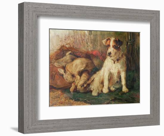 Left in Charge - a Fox Terrier with Game-Philip Eustace Stretton-Framed Giclee Print