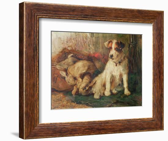 Left in Charge - a Fox Terrier with Game-Philip Eustace Stretton-Framed Giclee Print