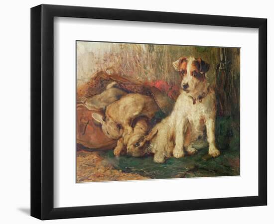 Left in Charge - a Fox Terrier with Game-Philip Eustace Stretton-Framed Giclee Print