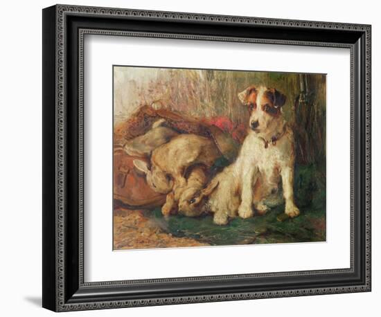 Left in Charge - a Fox Terrier with Game-Philip Eustace Stretton-Framed Giclee Print