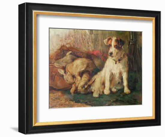 Left in Charge - a Fox Terrier with Game-Philip Eustace Stretton-Framed Giclee Print