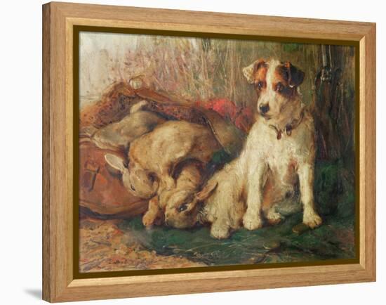 Left in Charge - a Fox Terrier with Game-Philip Eustace Stretton-Framed Premier Image Canvas