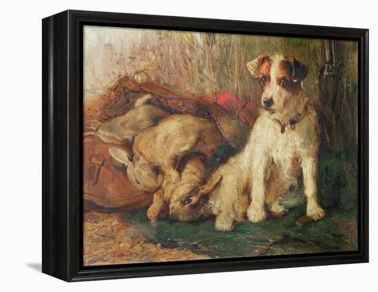 Left in Charge - a Fox Terrier with Game-Philip Eustace Stretton-Framed Premier Image Canvas