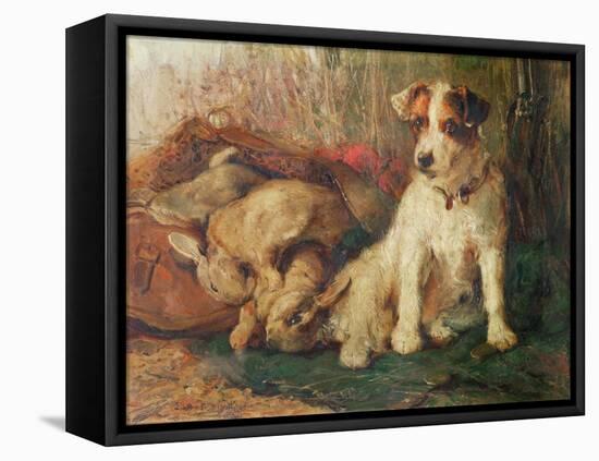 Left in Charge - a Fox Terrier with Game-Philip Eustace Stretton-Framed Premier Image Canvas