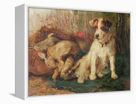 Left in Charge - a Fox Terrier with Game-Philip Eustace Stretton-Framed Premier Image Canvas