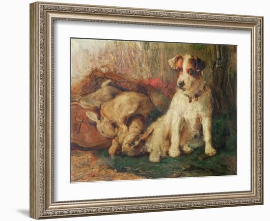 Left in Charge - a Fox Terrier with Game-Philip Eustace Stretton-Framed Giclee Print