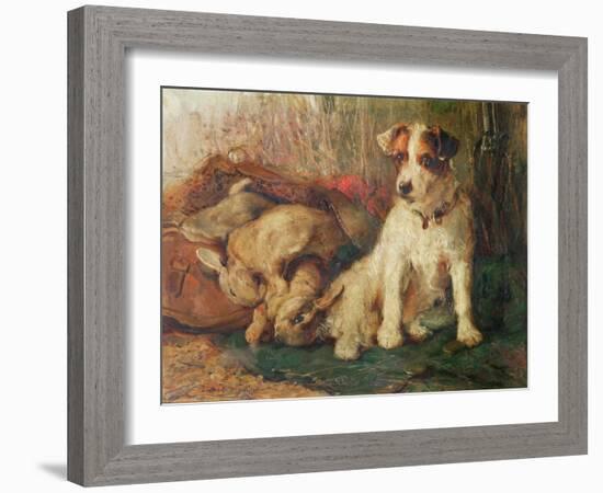 Left in Charge - a Fox Terrier with Game-Philip Eustace Stretton-Framed Giclee Print