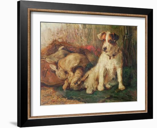 Left in Charge - a Fox Terrier with Game-Philip Eustace Stretton-Framed Giclee Print