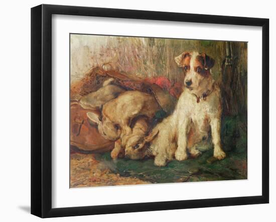 Left in Charge - a Fox Terrier with Game-Philip Eustace Stretton-Framed Giclee Print