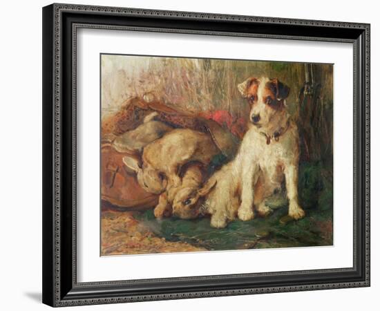 Left in Charge - a Fox Terrier with Game-Philip Eustace Stretton-Framed Giclee Print